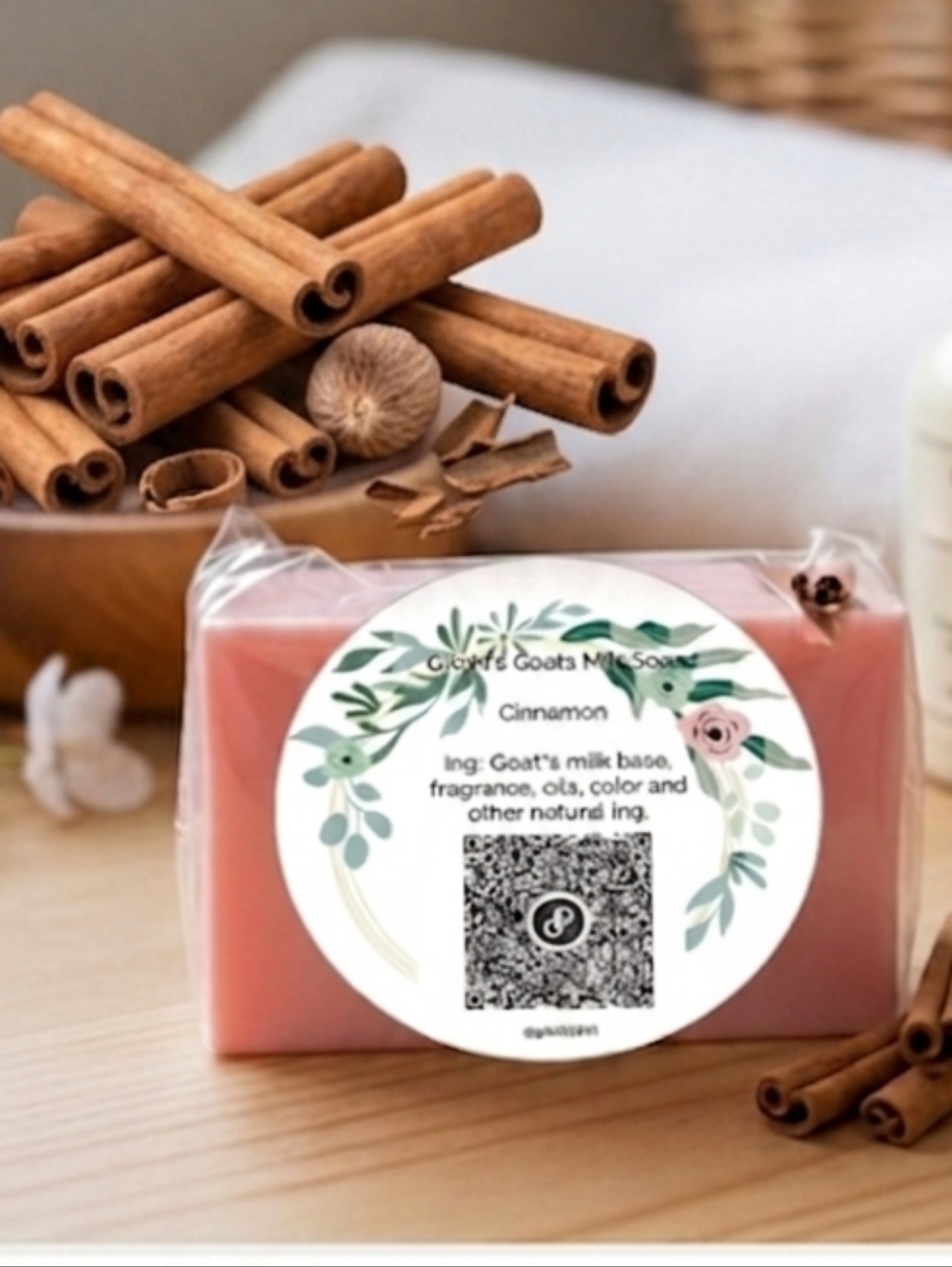 2 Hand Crafted Cinnamon Goats Milk Soaps NWT